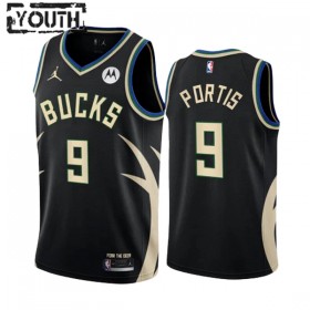 Dječji NBA Dres Milwaukee Bucks Bobby Portis JR 9 Jordan 2022-23 Statement Edition Crno Swingman